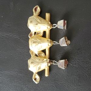 Vintage AJC 3 cows w bells signed pin brooch